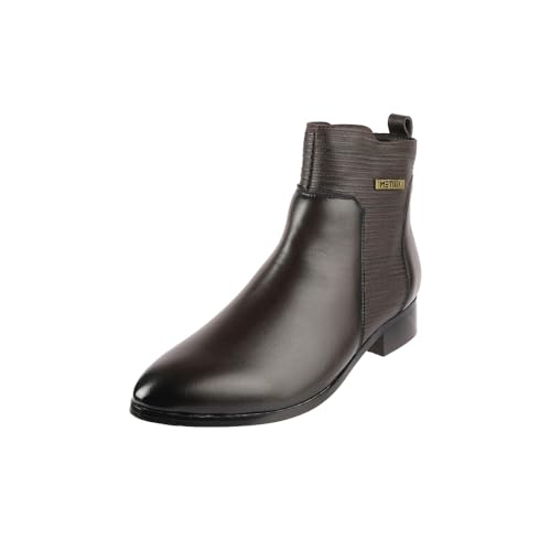 Image of Metro Women Faux Leather Ribbed Slip-On Casual Boots