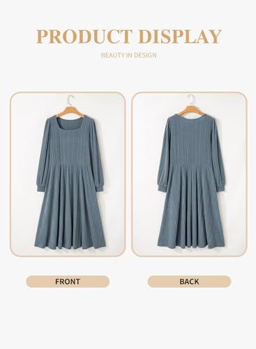 Eytino Womens Plus Size Dress Square Neck Long Sleeve Midi Sweater Dresses with Pockets(1X-5X)4