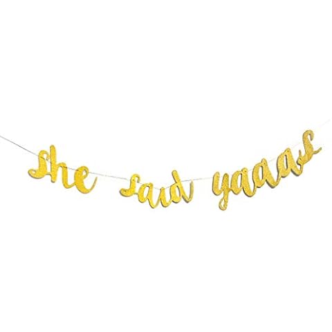 Dadam She Said Yaaas Gold Glitter Banner Bachelorette Party Decorations Bridal Shower Decorations Engagement Party Decorations Photo Props Banner Cover