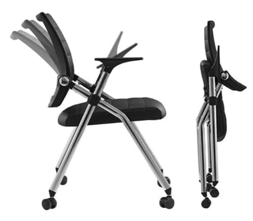 Buokaiw Foldable Office Chair,Folding Office Chair with Wheels,Leather Conference Training Chairs,Backrest Bouncy Portable Padded Office Chairs.for Home Office Conference Gaming.Black(1 Pcs) by Buokaiw - Used condition - US$86.20