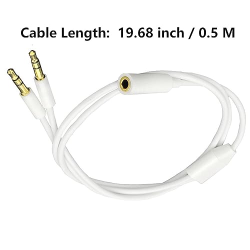 Splitter audio 3.5mm 1 hembra a 2 macho blanco 0.5m miniatura 5
