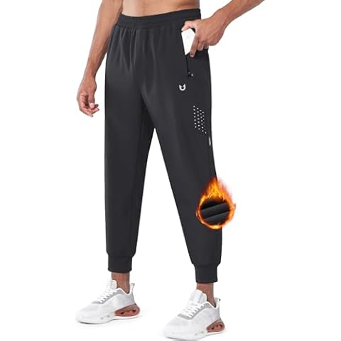 NORTHYARD Men's Fleece Joggers Athletic Warm Sweatpants Workout Gym Running Pants Active Winter Thicken Track with Pockets Black XL Cover