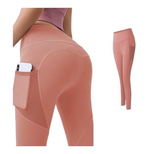 BFIENXAQL Ruiziliang Pantalones de Levantamiento de glúteos sin Costuras de Cintura Alta for Mujer, Mallas de Yoga for Ejercicios físicos con glúteos Color melocotón(Light Pink,XXL)