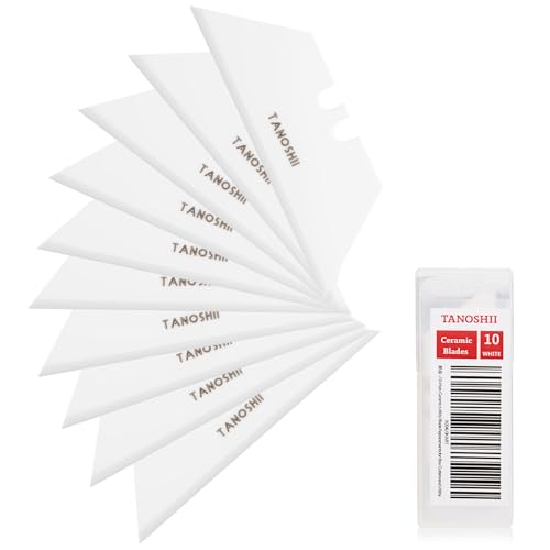 Zirconia Ceramic Blades 10-Pack Replacement Utility Blades for Utility Knives Box Cutter Keep Sharp Longer White