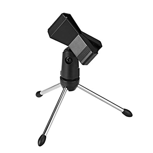 uxcell Universal Adjustable Desktop Microphone Stand Tripod Tabletop Stand Holder with Mic Clip