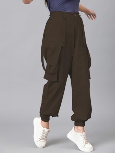 Image of KOTTY Women's High Rise Relaxed || Straight || Joggers Fit Cargo's for Pants || Trousers