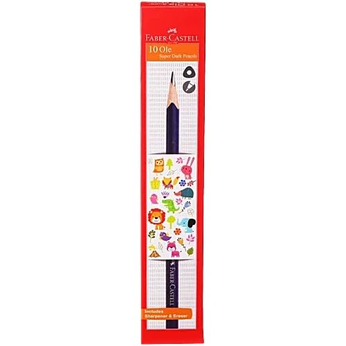 Image of Faber-Castell Ole Graphite Pencils Pack of 10 | Premium Writing & Drawing Pencils for School, Office, Sketching & Exam Use | Smooth Dark Lead Break Resistant Matte Finish Pencils