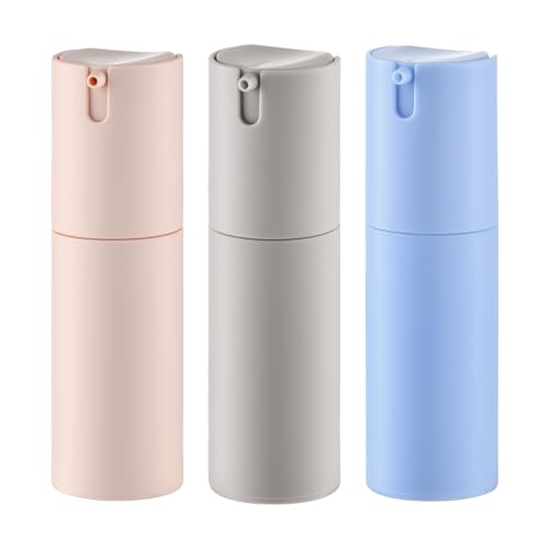 Lulupack 1 oz Airless Pump Bottles, Travel Lotion Container, Skincare Containers for Moisturizer(Plastic, Multicolor, 3Pcs)
