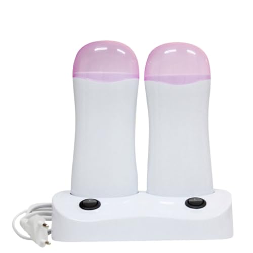 HEANUJJ Calentador con Sistema Automático Seguro de 100g de Cera Depilatoria Portátil y Doble Asiento para Mujer para Depilación en Manos y Línea de Bikini Lugar