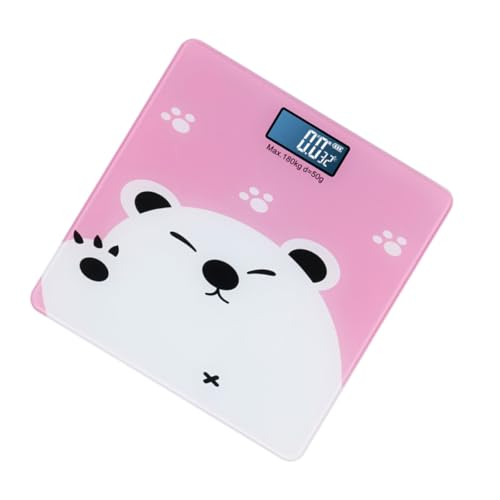 VALICLUD Báscula Digital Electrónica para Bebés y Mascotas 180 Kg Pantalla LCD Grande Diseño de Dibujos Animados Rosa Multifuncional para Peso Corporal y Mascotas en Hogar