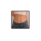 Jascatin Fashion Double Layer Butterfly Rave Metal Chain Waist Chain Belt Adjustable Silver Belly Body Chain for Women