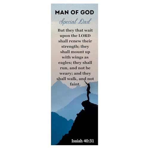 Happy Father's Day Man of God Special Dad Gift for Fathers They That Wait Upon The Lord Bookmarks Church Gifts for Men Bulk (50 Count) Proudly Made in USA