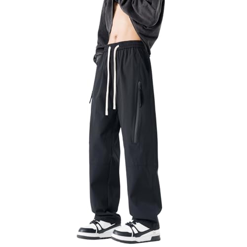 Image of Venzina Men's Techwear Casual Pants, 2-in-1 Straight Leg Waterproof Quick-Dry Joggers, Urban Functional Pants with Contrast Zipper, for Commuting Travel Workout