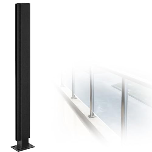 Heavy Duty Stainless Steel Balustrade Post, No-Punch Glass Railing Column for Stairs with Slots &amp; Base, 24 32 36 40 48 in High Vitreous Railing Post(C-MID,Height 28in/70cm)