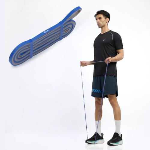 Image of CULT Resistance Band 6.4MM (2.5-7Kgs), Latex-Free TPE Exercise Loop Band for Stretching, Mobility Training, Home Workouts & Full Body Fitness, Blue & Grey