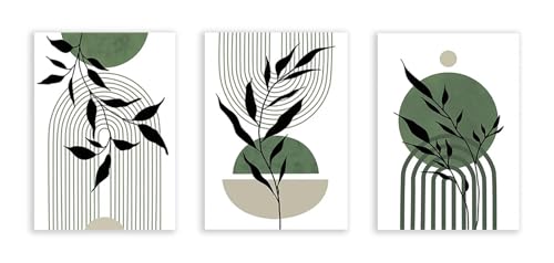 Affiches géométriques abstraites vertes et poster mural scandinave pour déco de chambre moderne