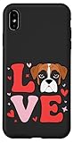 Un simpatico boxer per qualsiasi mamma boxer, proprietario di cani o amante, con un adorabile cucciolo di pugile che aiuta a scrivere l'amore, circondato da cuori e scintillii.