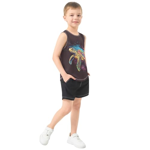 Turtle Splash Dark Brown Boys Tank Tops Toddler Sleeveless Tank Top Undershirts for Summer,3T4