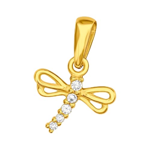 Monkimau Libelle Kinder Premium Kettenanhänger 925 Silber | Hypoallergen Kinderohrringe | Mädchen Schmuck Geschenk Geschenkidee Kette