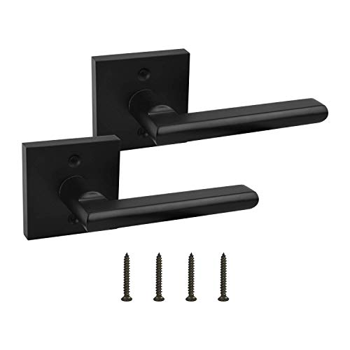 Image of Nuk3y Hulk Series Lever Door Handle Slim Square Modern Contemporary Lever Set (Dummys, Matte Black)