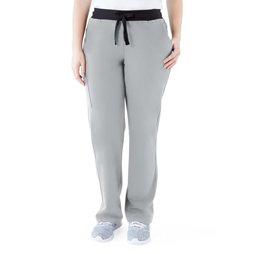Image of AVE Varick Women's Straight Leg Scrub Pants, Light Gray, X-Large Petite