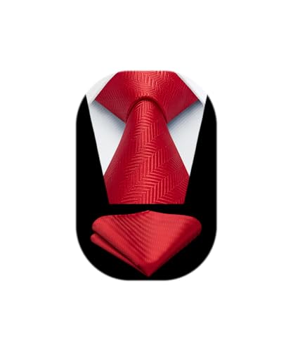 Image of HISDERN Mens Striped Tie and Pocket Square Set Necktie for Men | soft smooth texture, wrinkle-free, neat hand-tied knot, gifting ready, regular 3.4 width, coordinated look, business wedding