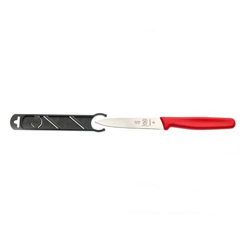 Image of Mercer Culinary 4 inch Bar Knife, Pointed Tip, Plain Edge, Red Handle
