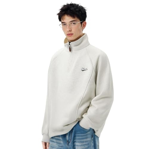 Silent Vortex Men's Oversized Y2k Quarter Zip Pullover Mock Neck Sweatshirts Unisex Fashion Hoodies Sweatshirts