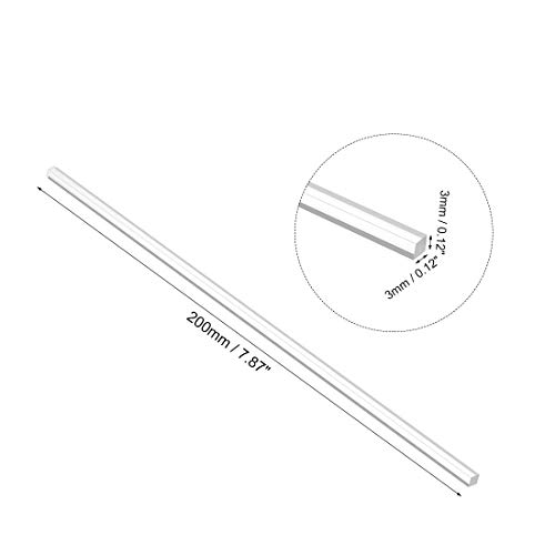 Image of uxcell 3mmx3mmx200mm Transparent Clear Solid Acrylic Square Rod PMMA Bar 2pcs