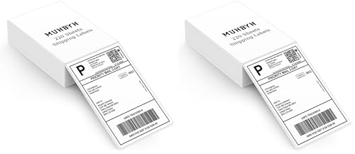 Image of MUNBYN 4 inchx6 inch Direct Thermal Shipping Labels, Commercial Grade Permanent Adhesive Fanfold Mailing Postage Label Paper for Thermal Printers and Packages, 220 Sheets per Stack (Pack of 2)