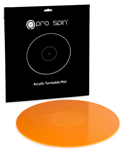 Pro Spin Orange Glow Acrylic Turntable Mat - Platter Slipmat For 12" Vinyl Vintage Record Player - Antistatic Cover, Reduces Noise & Sounds From Static & Dust - Tighter Bass Quality, Record Player Mat #TOP6
