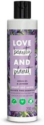 Love Beauty And Planet Argan Oil and Lavender Sulfate Free Smooth and Serene Shampoo|| No Parabens|| No Dyes|| 200ml