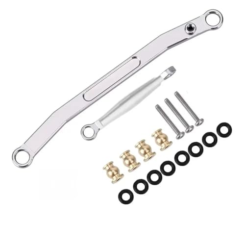 Piezas Vehículos RC para Axial para SCX24 90081 RC Crawler Piezas De Actualización Material De Aleación De Aluminio Juego De Barras De Enlace De Dirección Delantera CNC(Silver)
