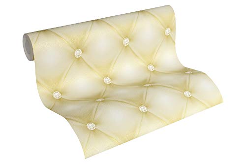 A.S. Création Vliestapete Hermitage 10 Tapete Leder Optik 10,05 m x 0,53 m grün metallic weiß Made in Germany 341445 34144-5