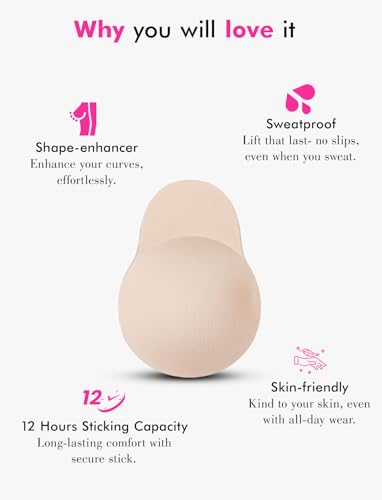 PINQ POLKA Reusable Silicone Nipple Cover for Women - Thin Sticky Adhesive Pasties - Invisible Nipplecover with Added Lift4