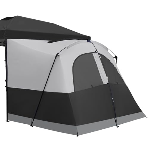KAMPKEEPER Canopy Side Tent,4-6 Person Camping Cube Tent for 10x10 Pop Up Canopies,Easy Up Gazebo with Window,Compatible with 10' Wide Canopy Tents (Black)