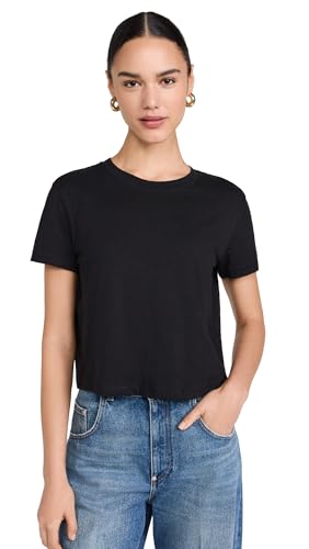 Madewell Women's The Boxy Crop Tee in Soft Slub, Jet Black, S