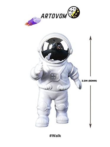 Artovom Astronaut Figures Toys, Astronaut Decor, Astronaut Space Toys Planet Resin Statues, Space Gifts Ornament Desktop Decoration, For Kids Room Bedroom Bookshelf (Silver/White, Walk) #TOP2