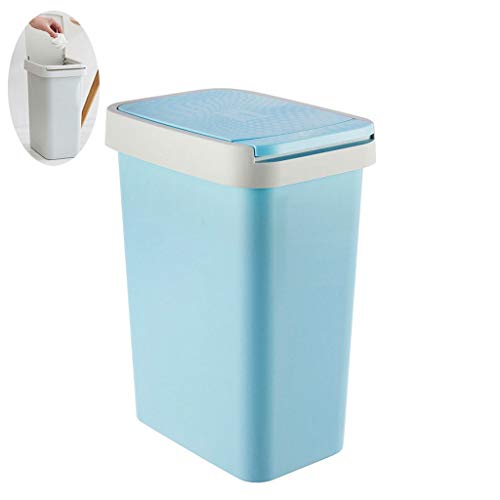 Papelera rectangular azul L con tapa para ocultar desperdicios en el baño 2