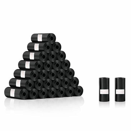 Diboniur 450 pezzi Sacchetti Cane Cacca, Nero Sacchetti per Escrementi di Cane, Robusto e Prova di Perdite Dog Poop Bags 23 x 30 cm (30 Rotoli, 15 per Rotolo)