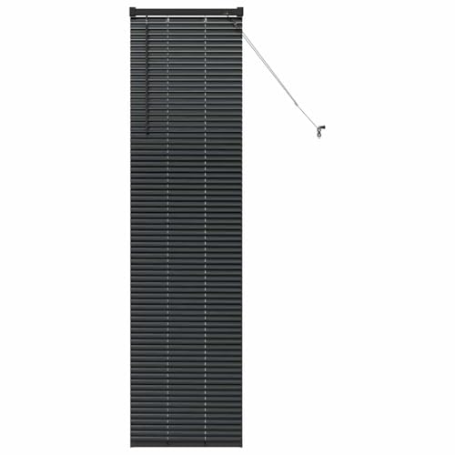 vidaXL Persiana para Ventana con Cortinas Manual Negro Aluminio, Cortinas Modernas para Sala, Ajustables, Resistentes, Verticales para la Privacidad y Decoración del Hogar