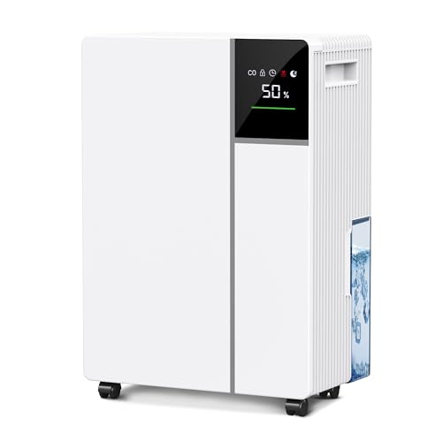 2500 Sq.Ft Dehumidifier for Basement with Drain Hose, Max 34 Pints Dehumidifiers for Home, Bedroom, Bathroom, Basement, Smart Humidity Presets, Three Modes, 24HR Timer, Quiet Operation