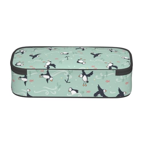 Image of Puffins Pencil Case Aesthetic Large Capacity Pen Pouch | Storage Bag with Compartments for Travel School Office Organizer