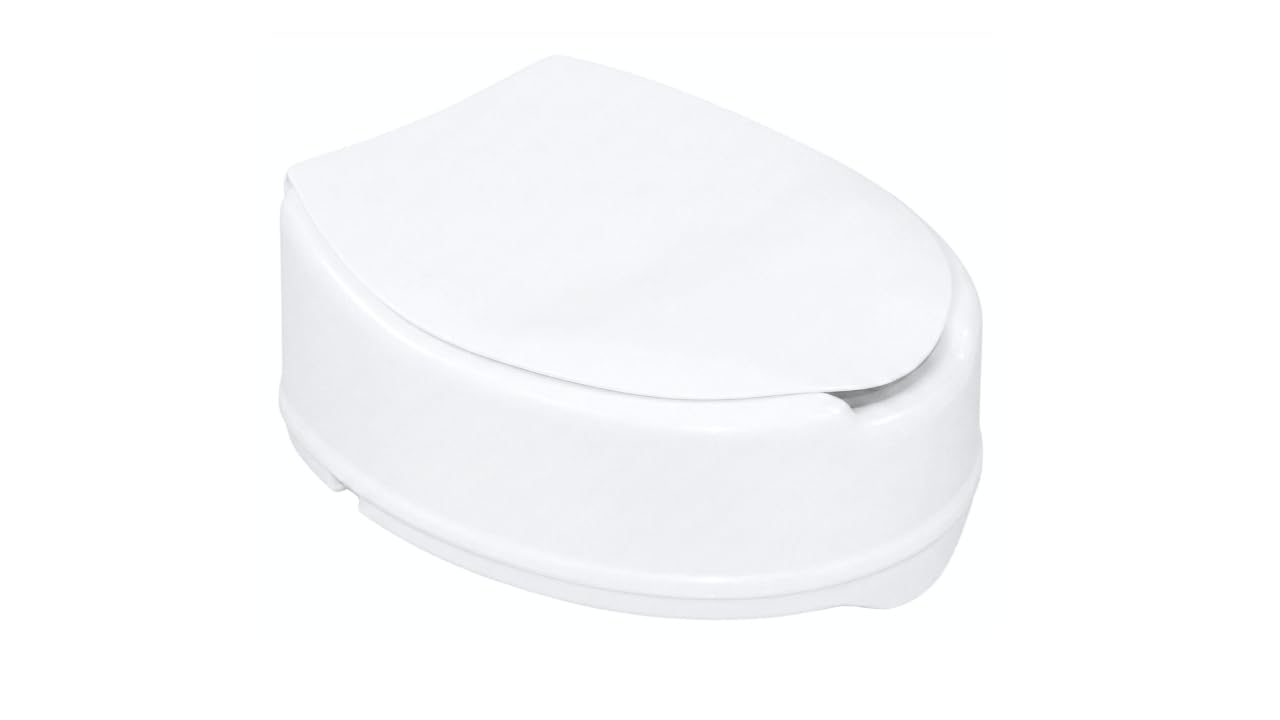 Ausilium Rialzo WC per Adulti e Anziani con Coperchio - Alzawater 15 cm - Sedile WC Rialzato per Disabili e Persone con Mobilità Ridotta - Montaggio Rapido e Facile Pulizia