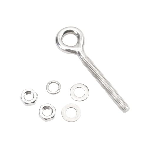 Image of 8Pcs M8 Ring Eye Bolt 304 Stainless Steel Welded Closed Screw Rod Hook with Washers Nut Metric Thread