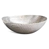 IHI EST. 1986 India Handicrafts 20322 Brushed Silver Tone Hammered Oval 14 inch Aluminum Decorative Serving Bowl