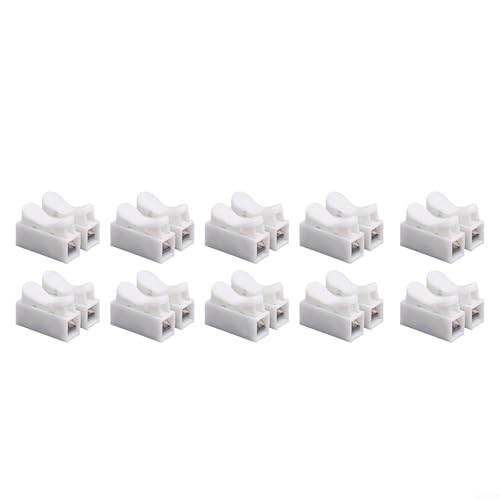 Quick Connect Terminal Wire Branching Connector 6A Reusable Parallel Electrical Connector for High Voltage Tool- Wiring, CH-2 White 10-Pack