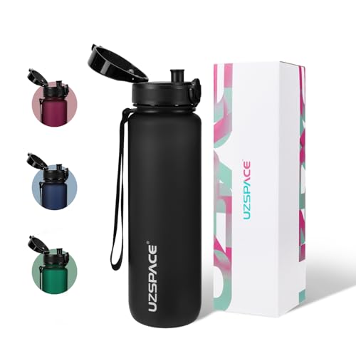 UZSPACE Botella Agua Deportiva,500ml/800ml/1000ml/1.5l, Tritan Bo...