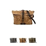 sandqvipaサイドバッグ バイク用 防水 多機能 キャンバス 通勤バッグ メッセンジャーバッグ カーキ (カーキ)