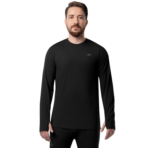 ColdPruf Men's Long Sleeve Thermal Underwear Crew Top, Black, Medium